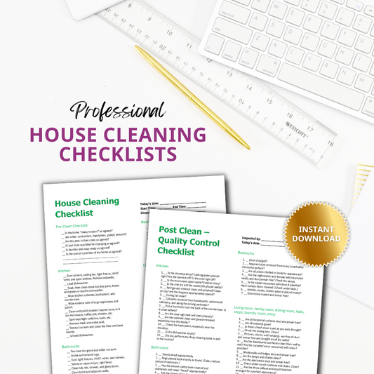 Professional House Cleaning Checklist and Post-Cleaning Quality Control Checklist