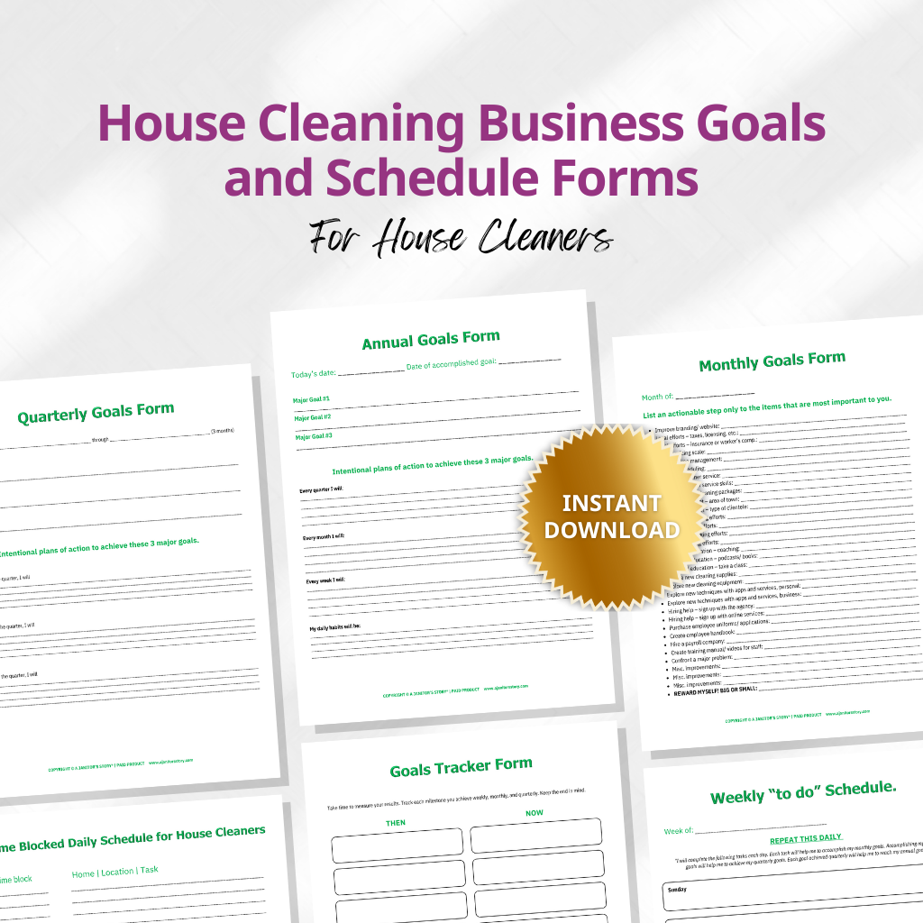 House Cleaning Business Goals and Schedule Forms